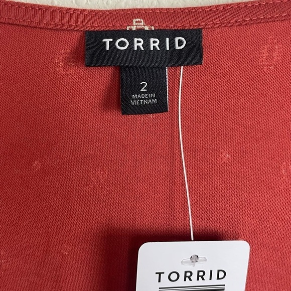 NWT Torrid Jersey‎ V-Neck Relaxed Tie Front Crop Top Terracota Bossa Nova  2X - Picture 7 of 7